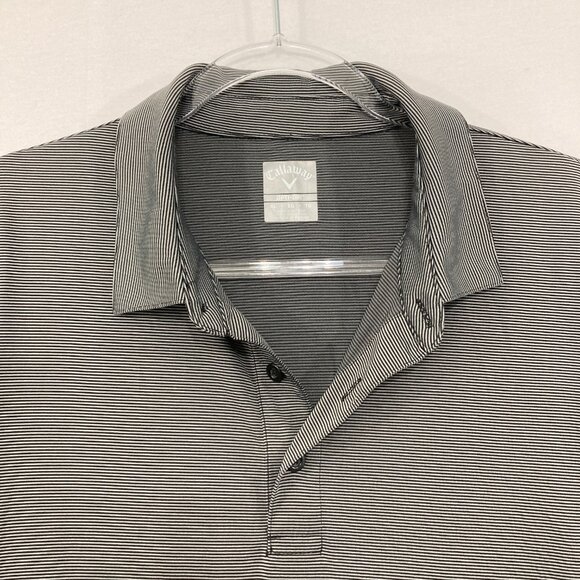 Callaway size XL Gray Striped Opti-Dri Short Sleeve Active Polo Shirt - Picture 3 of 10